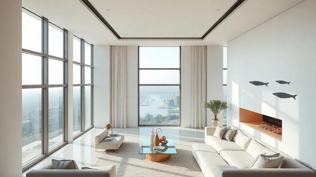 Banc de plusieurs sardines en métal, utilisé comme sculpture murale décorative dans un intérieur design.